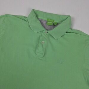 BOSS Hugo Boss Polo Shirt Mens 2XL Green Cotton Regular Fit Short Sleeve Logo